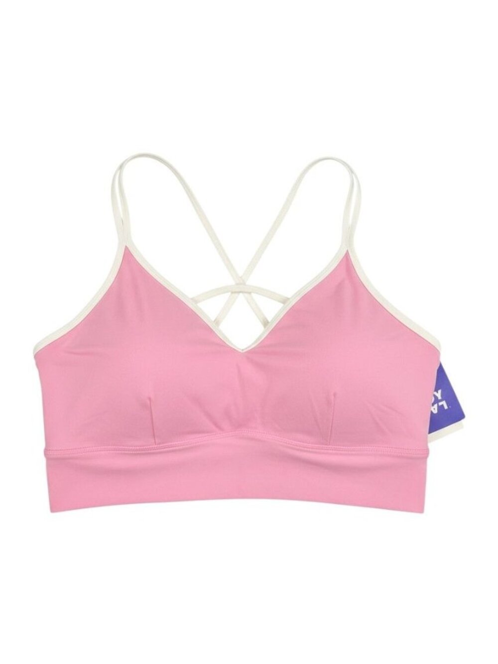 Joy Lab Pink Sports Bra XL White Trim Crisscross Straps NWT